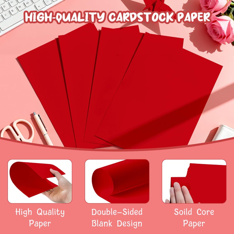 Aidunmis 40 Sheets Red Cardstock Paper 8.5 x 11, Red Card Stock Paper, Cardstock Printer Paper 8.5 x 11, 200 GSM Red Construction Paper, Heavy Card Stock for DIY Cards, Invitations, Greeting Cards - Image 3